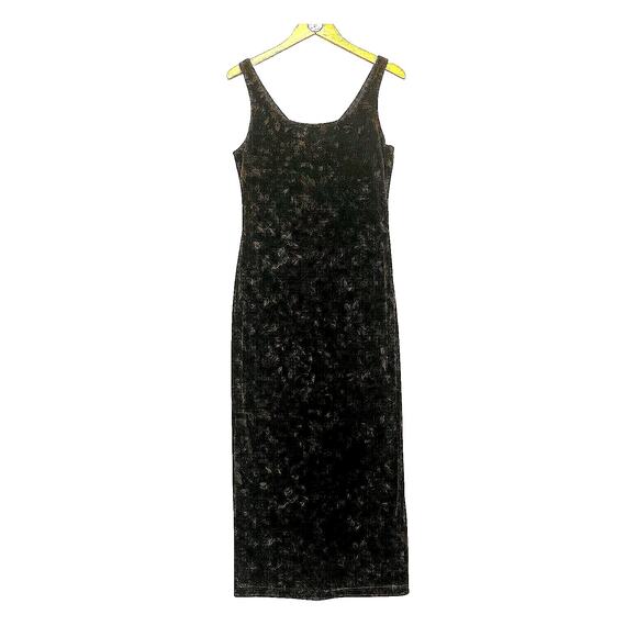 Vintage Y2K All That Jazz Black Floral Velvet Maxi Pencil Dress Sz M 90s Grunge - Picture 3 of 11